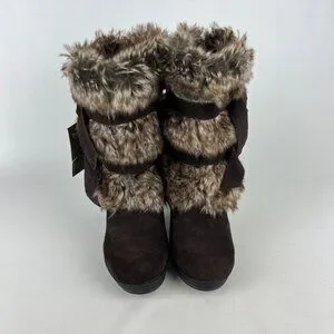 BearPaw Shoes Bearpaw Womens Bridget Brown Faux Fur Shearling